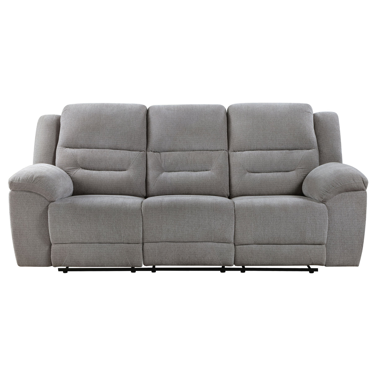 Gilson Chenille Upholstered Reclining Sofa in Grey