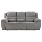Gilson Chenille Upholstered Reclining Sofa in Grey