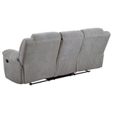Gilson Chenille Upholstered Reclining Sofa in Grey