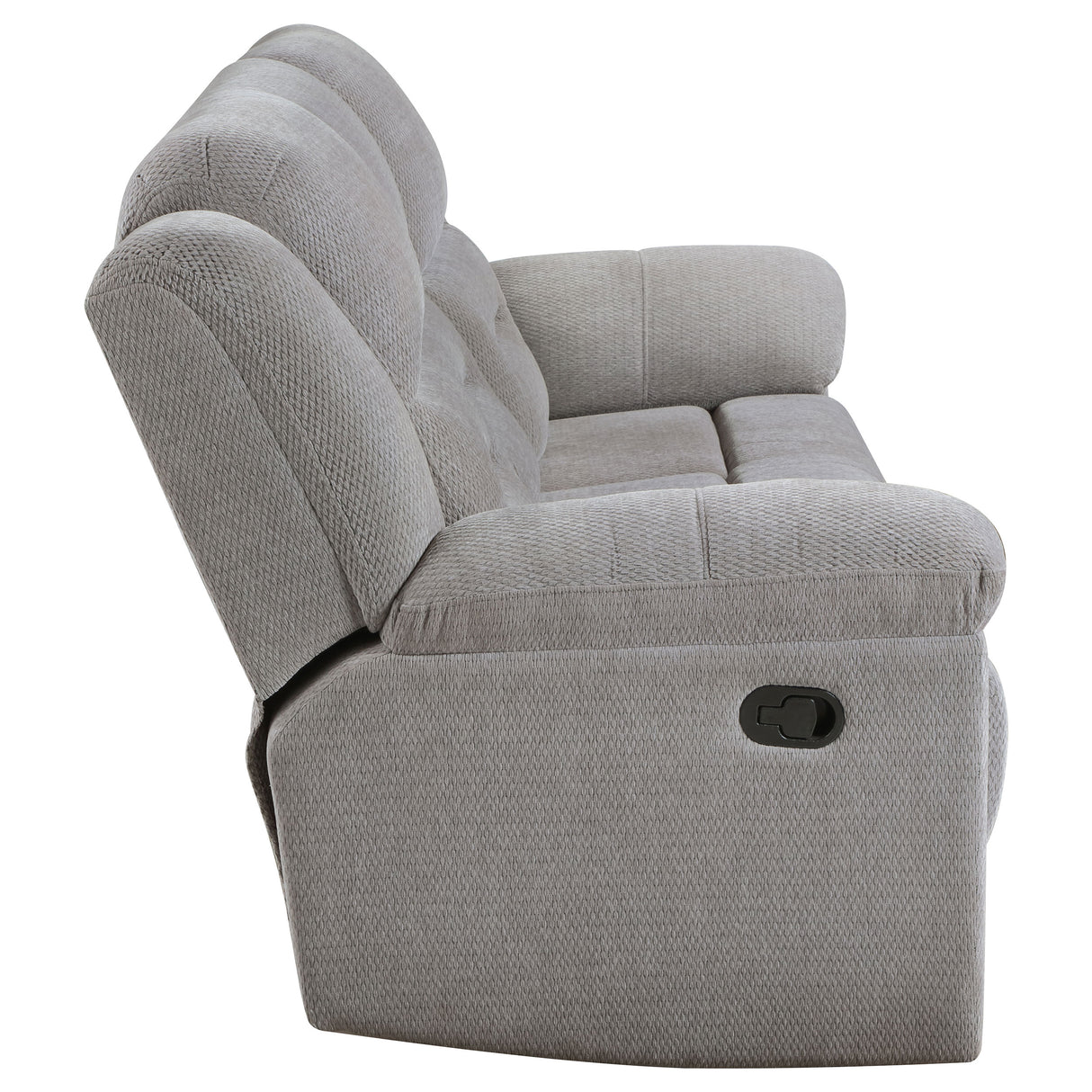 Gilson Chenille Upholstered Reclining Sofa in Grey