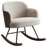Paige Boucle Upholstered Mid Back Rocking Chair, Beige