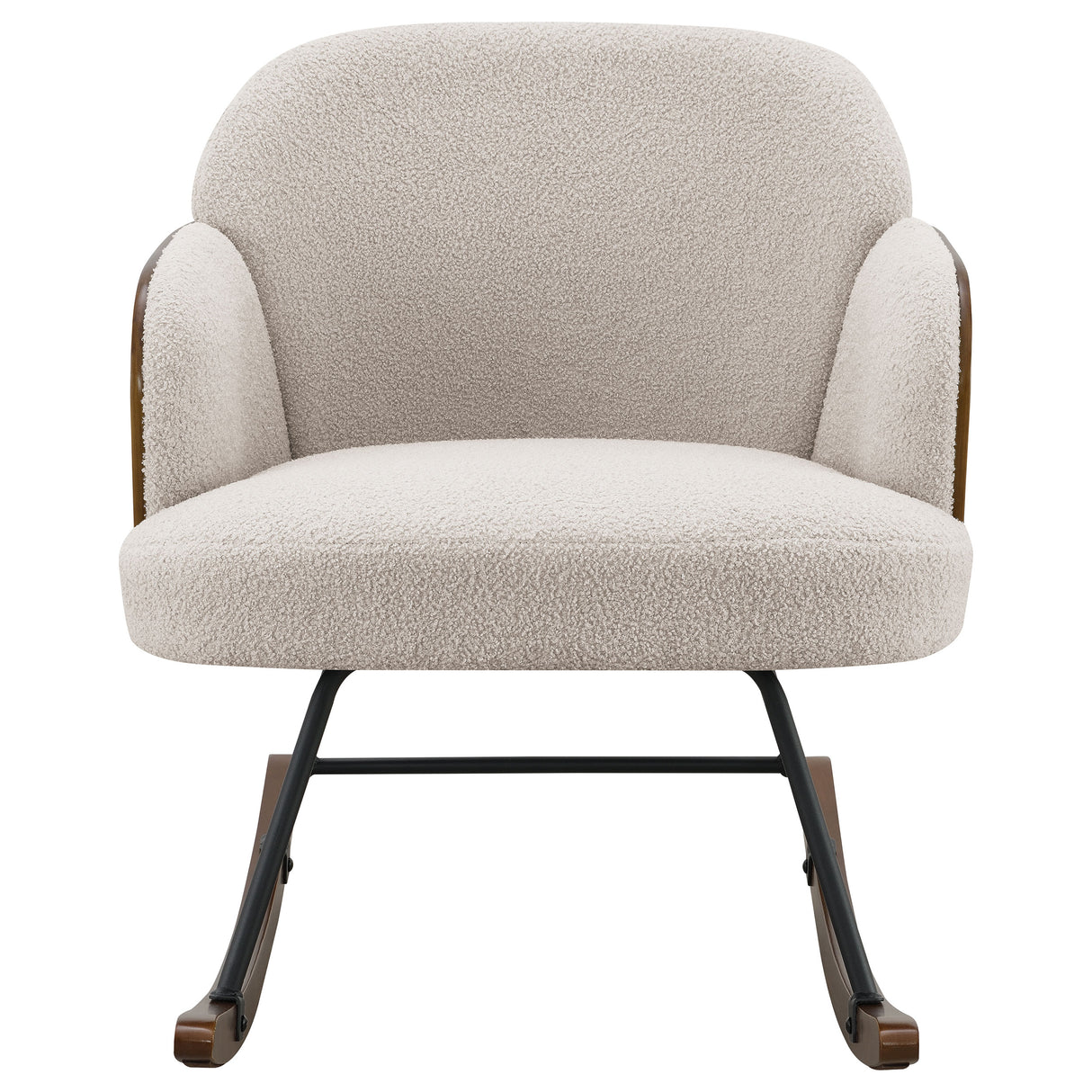 Paige Boucle Upholstered Mid Back Rocking Chair, Beige