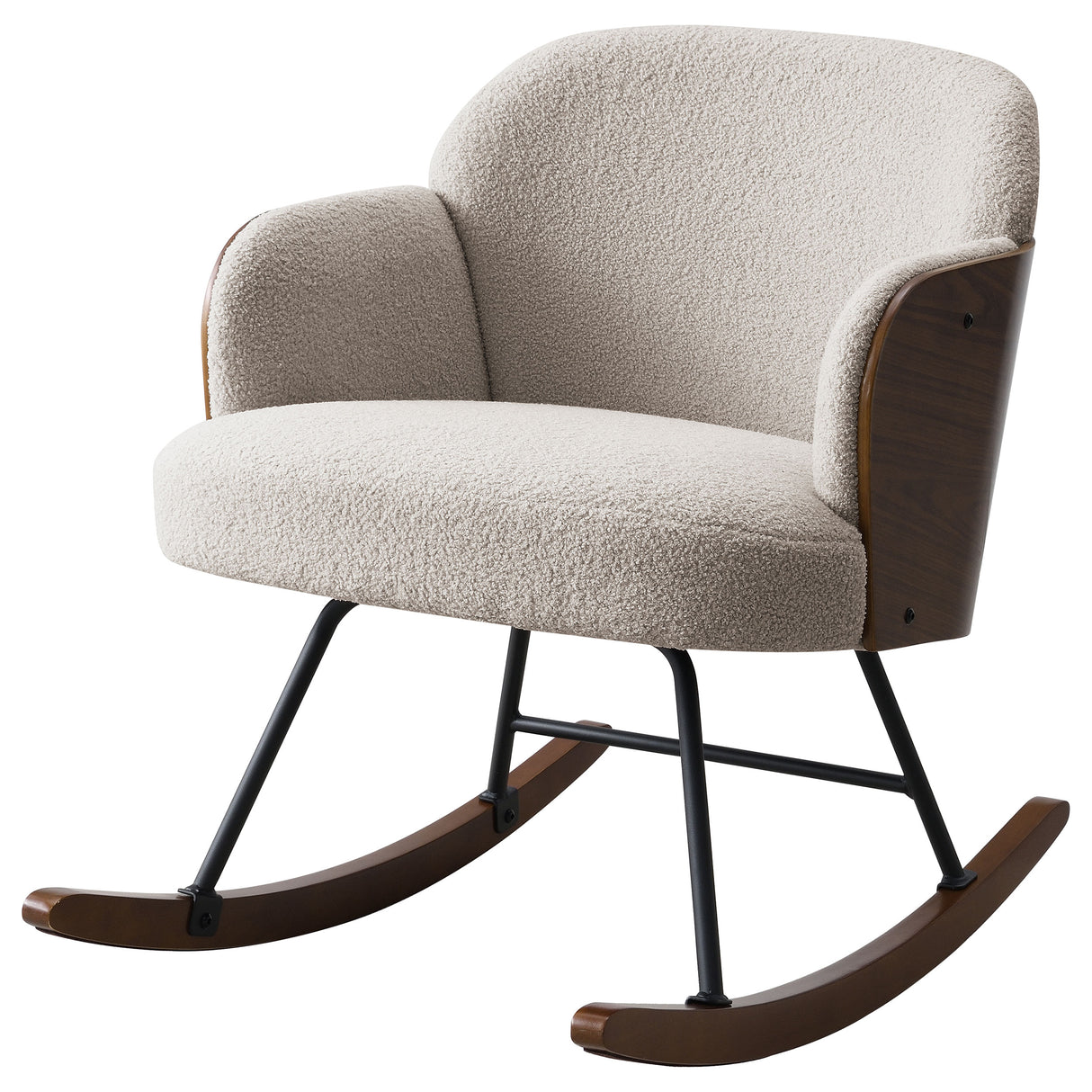 Paige Boucle Upholstered Mid Back Rocking Chair, Beige