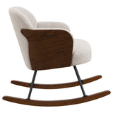 Paige Boucle Upholstered Mid Back Rocking Chair, Beige