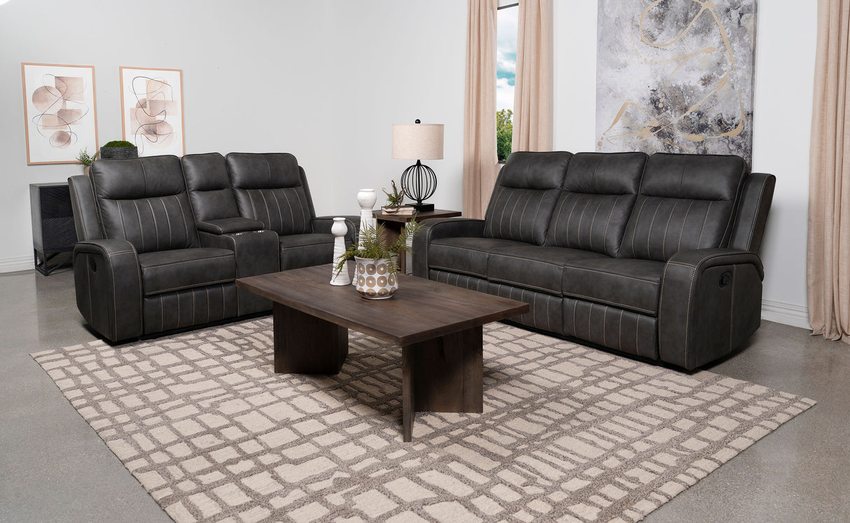 Raelynn 2-Piece Grey Leatherette Reclining Sofa Set