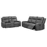 Raelynn 2-Piece Grey Leatherette Reclining Sofa Set