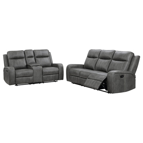 Raelynn 2-Piece Grey Leatherette Reclining Sofa Set