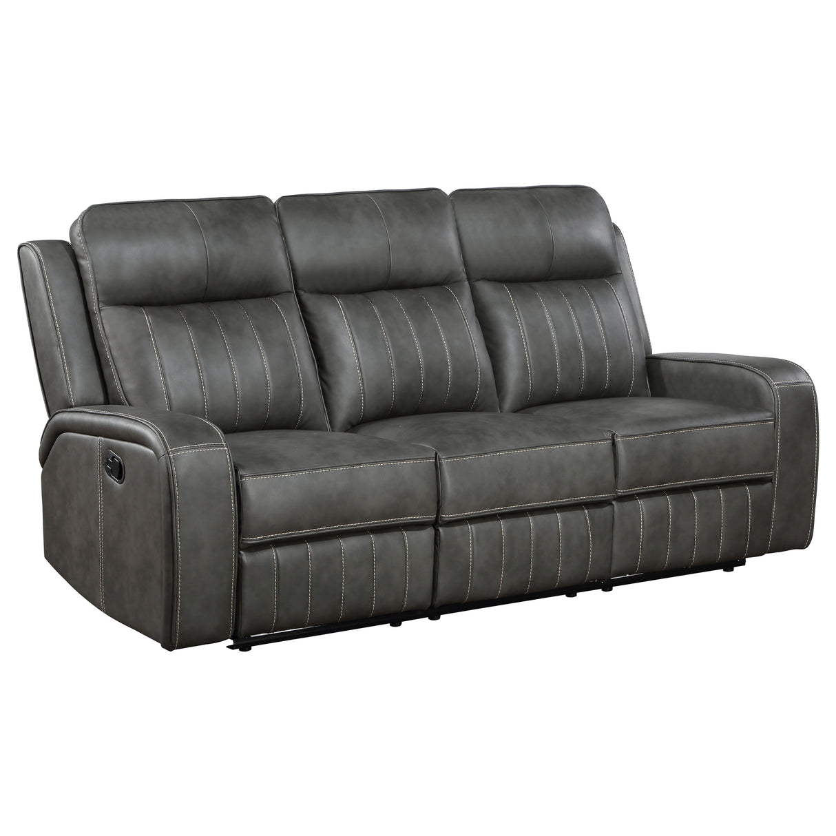 Raelynn 2-Piece Grey Leatherette Reclining Sofa Set
