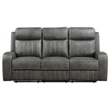 Raelynn 2-Piece Grey Leatherette Reclining Sofa Set