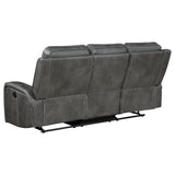 Raelynn 2-Piece Grey Leatherette Reclining Sofa Set