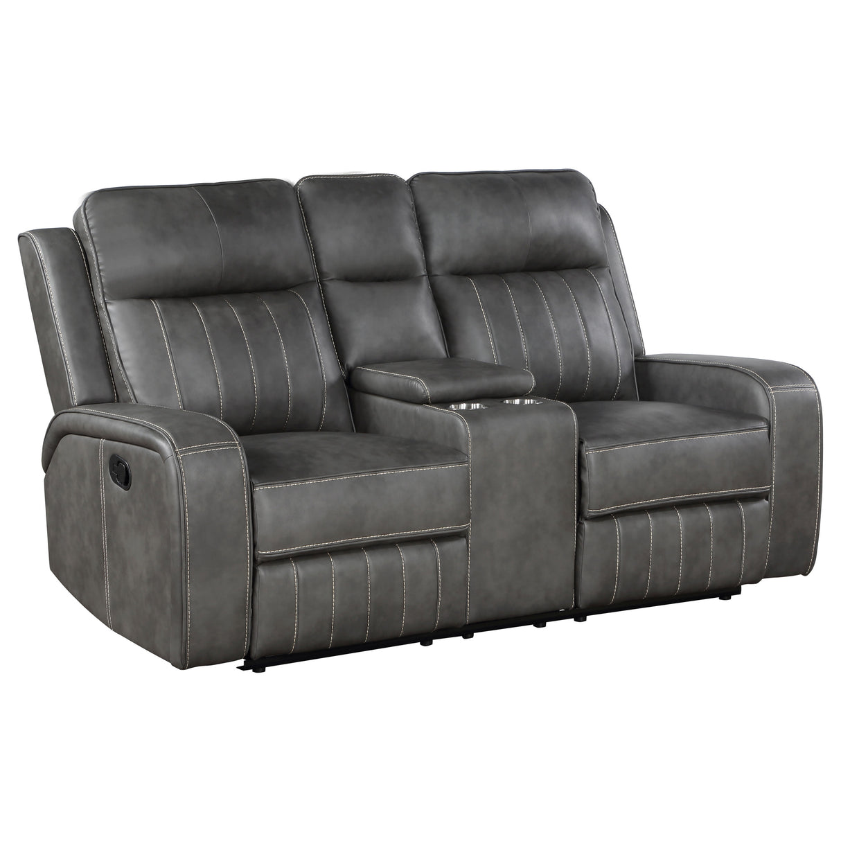 Raelynn 2-Piece Grey Leatherette Reclining Sofa Set