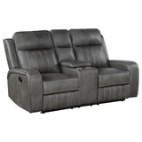 Raelynn 2-Piece Grey Leatherette Reclining Sofa Set