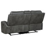 Raelynn 2-Piece Grey Leatherette Reclining Sofa Set