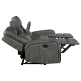 Raelynn 2-Piece Grey Leatherette Reclining Sofa Set