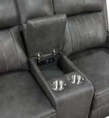 Raelynn 2-Piece Grey Leatherette Reclining Sofa Set