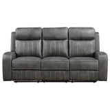 Raelynn Upholstered Track Arm Motion Sofa in Grey