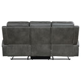 Raelynn Upholstered Track Arm Motion Sofa in Grey