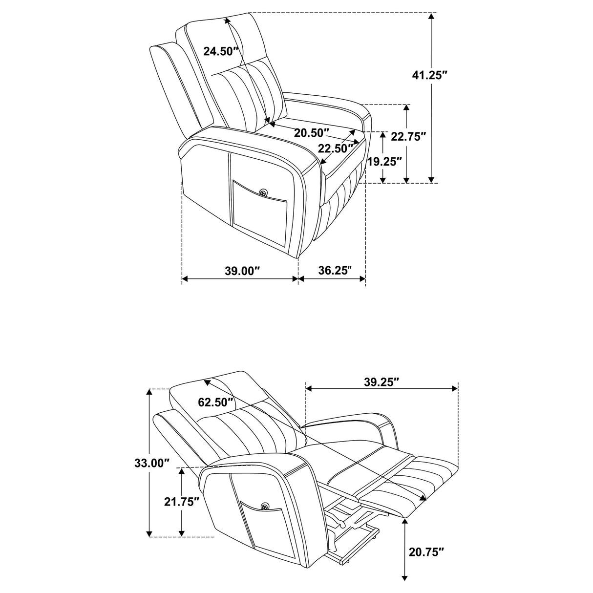 Raelynn Upholstered Power Lift Recliner Chair - Grey