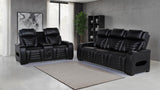 Zuma 2-Piece Faux Leather Dual Power LED Sofa Set, Black