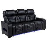 Zuma 2-Piece Faux Leather Dual Power LED Sofa Set, Black