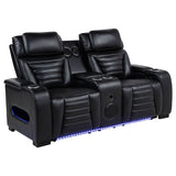 Zuma 2-Piece Faux Leather Dual Power LED Sofa Set, Black