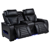 Zuma 2-Piece Faux Leather Dual Power LED Sofa Set, Black