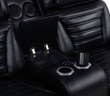 Zuma 2-Piece Faux Leather Dual Power LED Sofa Set, Black