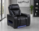 Zuma Faux Leather Dual Power LED Recliner Black
