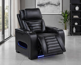 Zuma Faux Leather Dual Power LED Recliner Black