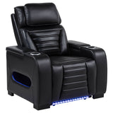 Zuma Faux Leather Dual Power LED Recliner Black