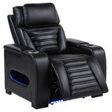 Zuma Faux Leather Dual Power LED Recliner Black