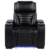 Zuma Faux Leather Dual Power LED Recliner Black
