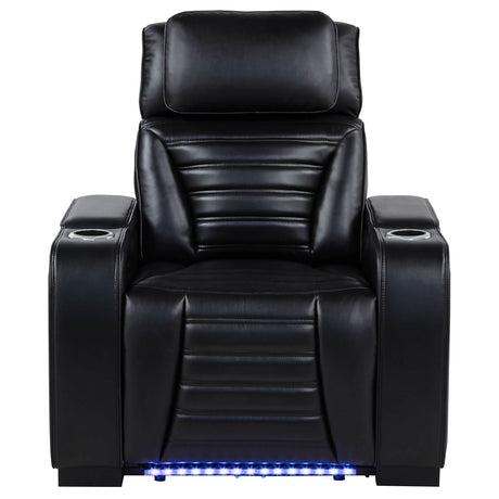 Zuma Faux Leather Dual Power LED Recliner Black