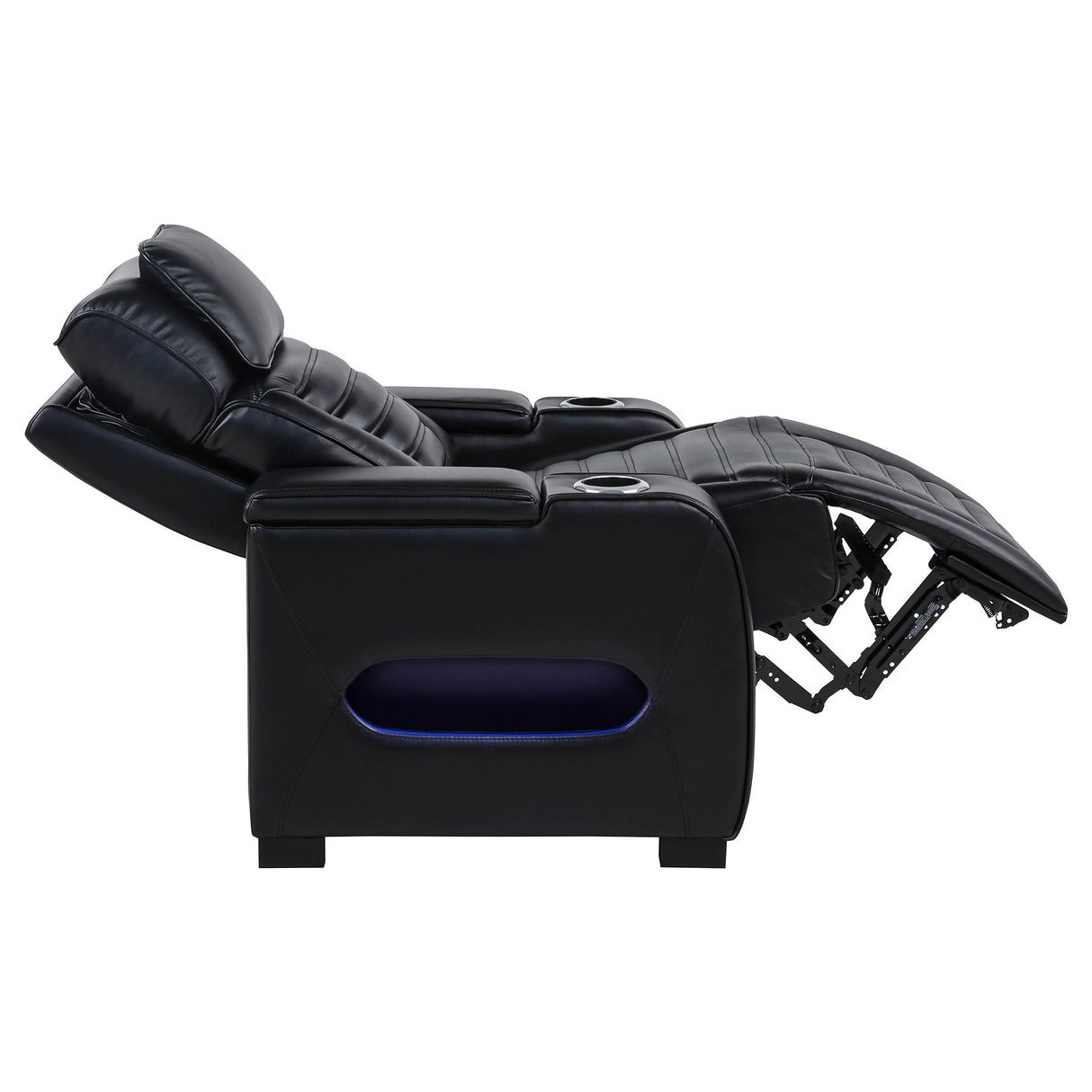 Zuma Faux Leather Dual Power LED Recliner Black