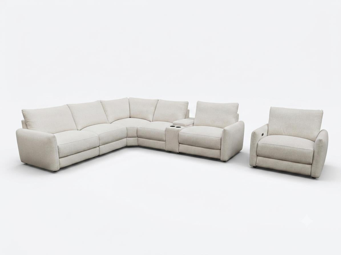 Armless Modular Chair in Pearl Performance Fabric