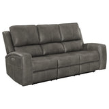 Brickston 2-Piece Triple Power Reclining Sofa Set Charcoal