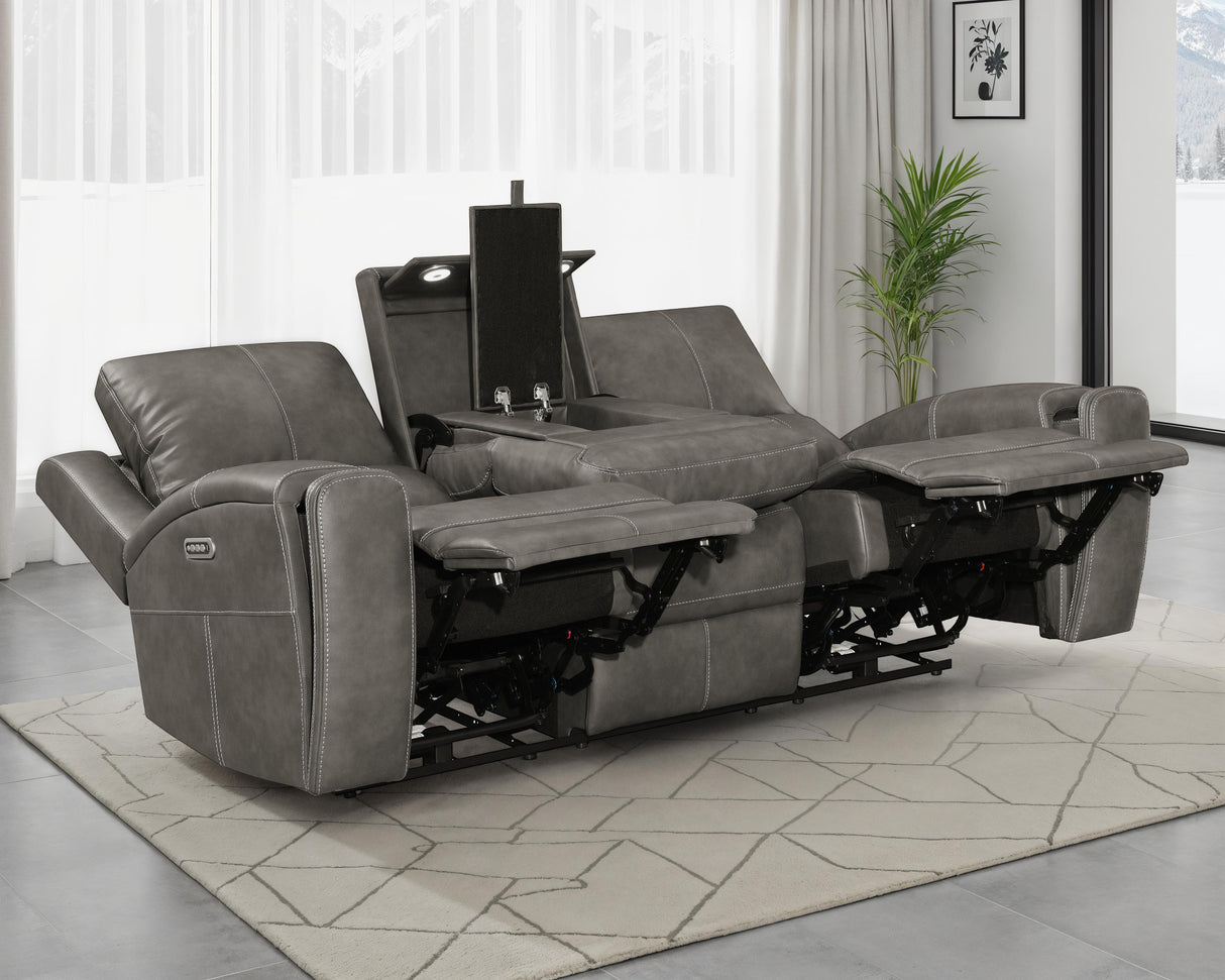 Brickston Triple Power Reclining Sofa - Charcoal