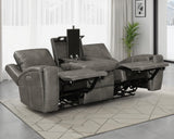 Brickston Triple Power Reclining Sofa - Charcoal