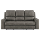 Brickston Triple Power Reclining Sofa - Charcoal
