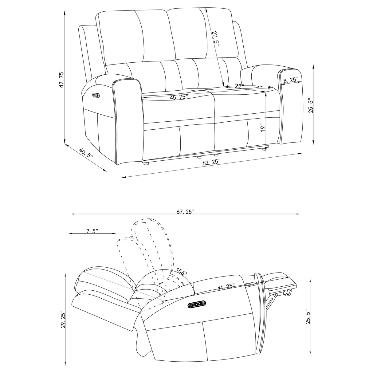 Brickston Triple Power Reclining Loveseat - Charcoal