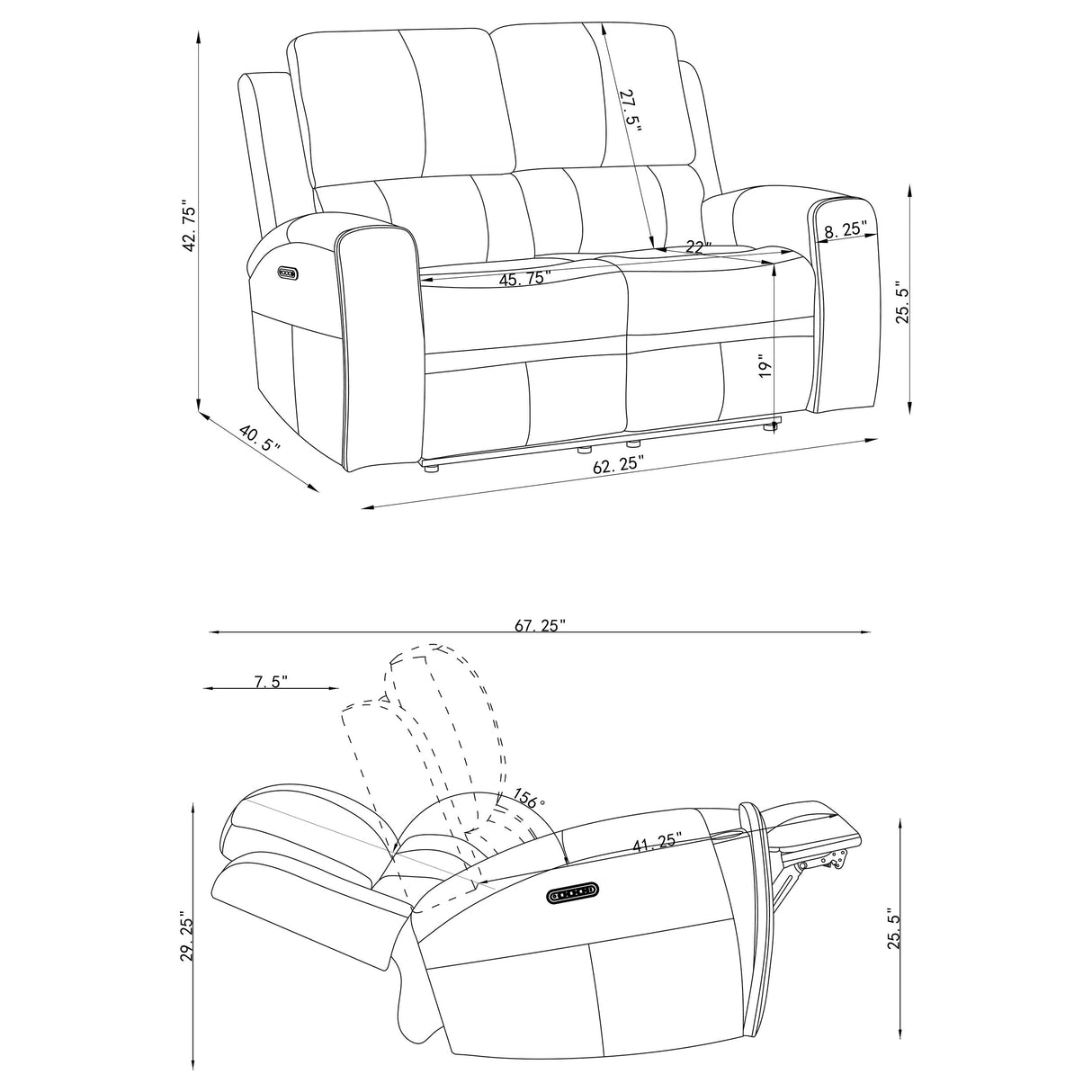 Brickston 2-Piece Triple Power Reclining Sofa Set Grey