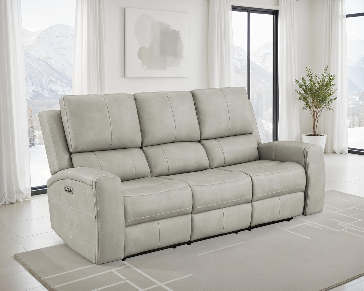 Brickston Triple Power Reclining Sofa in Grey