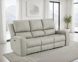 Brickston Triple Power Reclining Sofa in Grey