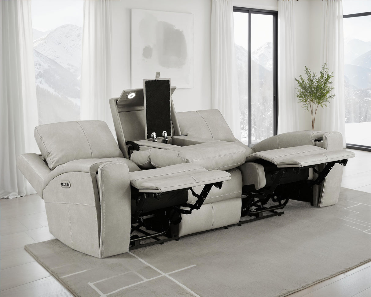 Brickston Triple Power Reclining Sofa in Grey