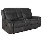 Lawrence Upholstered Reclining Loveseat in Charcoal