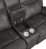 Lawrence Upholstered Reclining Loveseat in Charcoal