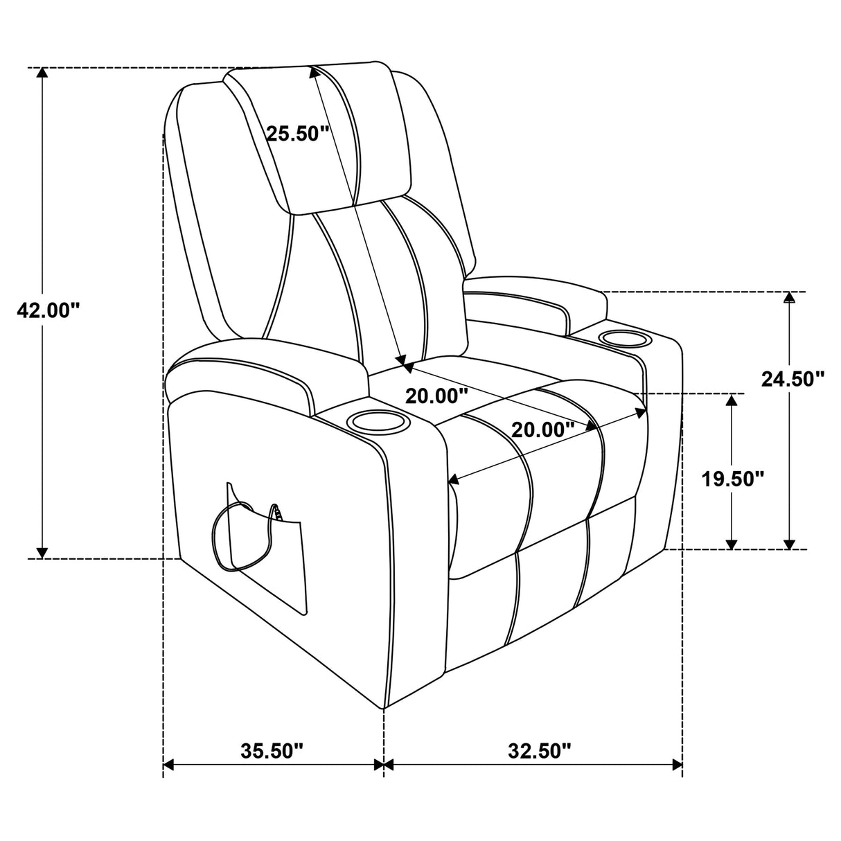 Armstrong Upholstered Power Lift Massage Recliner Grey