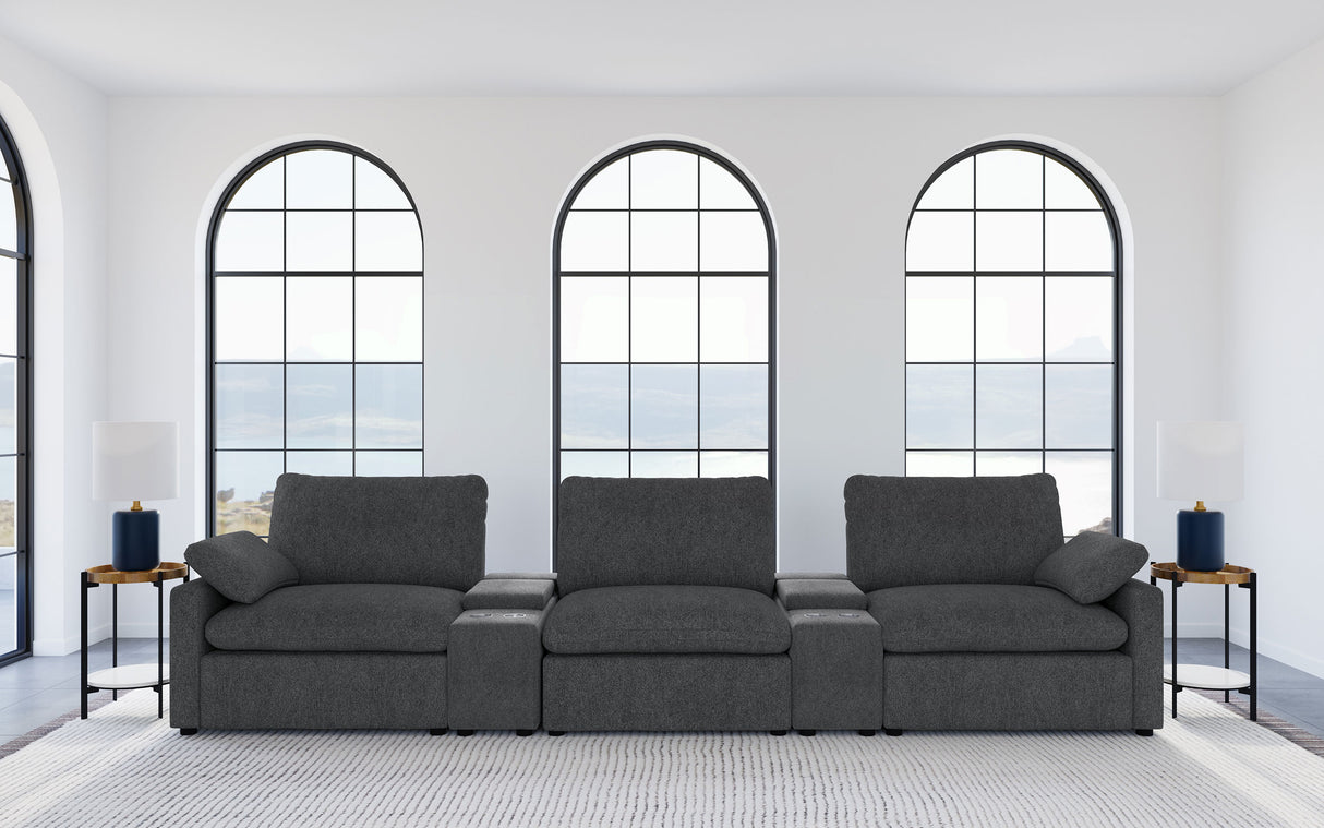 Collins 5-Piece Power Reclining Home Theater Seating Dark Grey