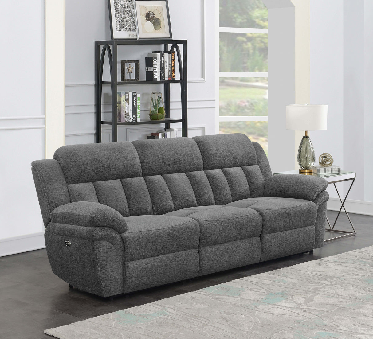 Bahrain Upholstered Power Sofa in Charcoal