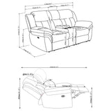Bahrain Upholstered Power Loveseat in Charcoal